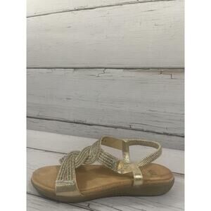 G.C Shoes Womens Size 9 Gold Viana Rhinestone Slingback Comfort Sandals Box